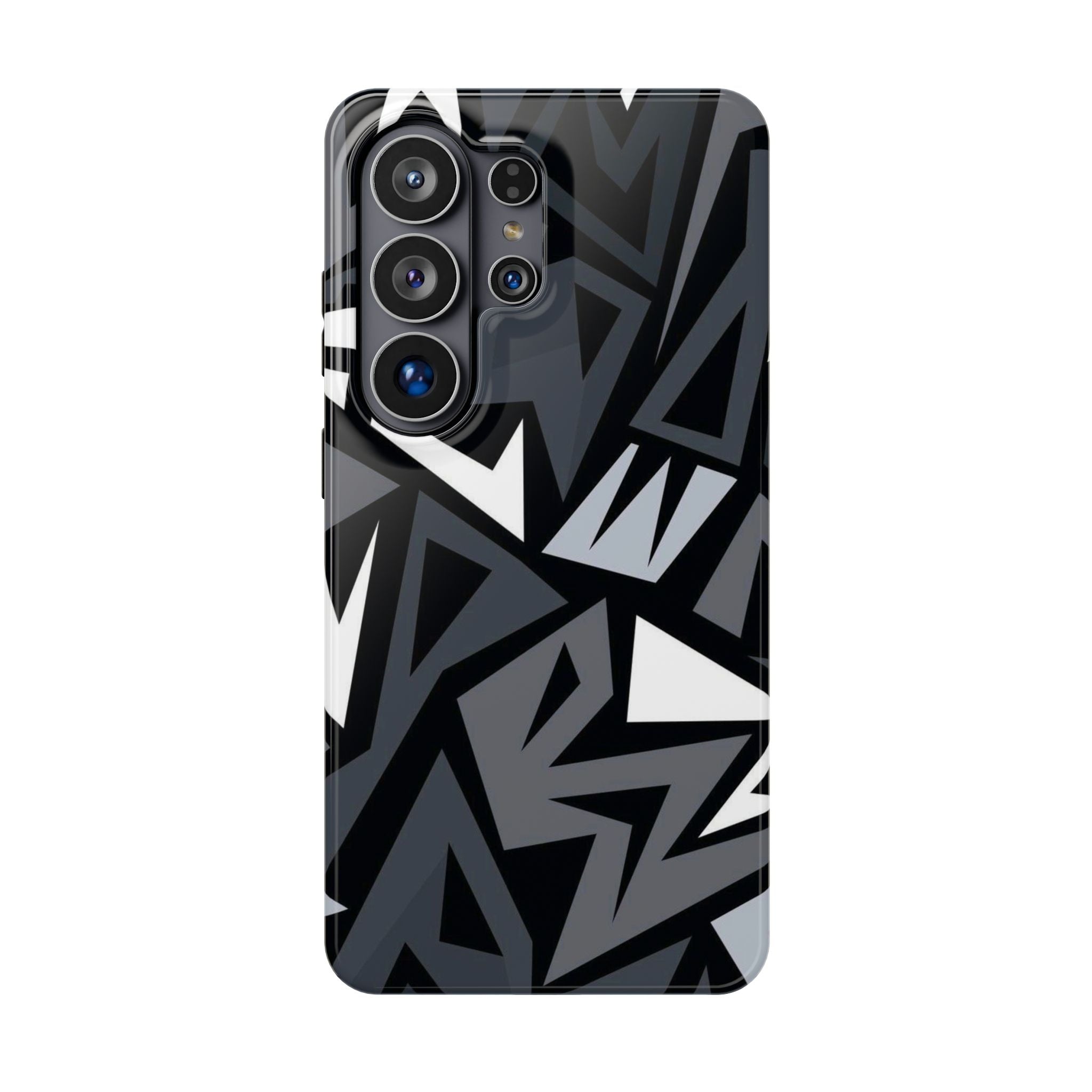 Impact-Resistant Magnetic Phone Case — Black & Gray Geometric Armor