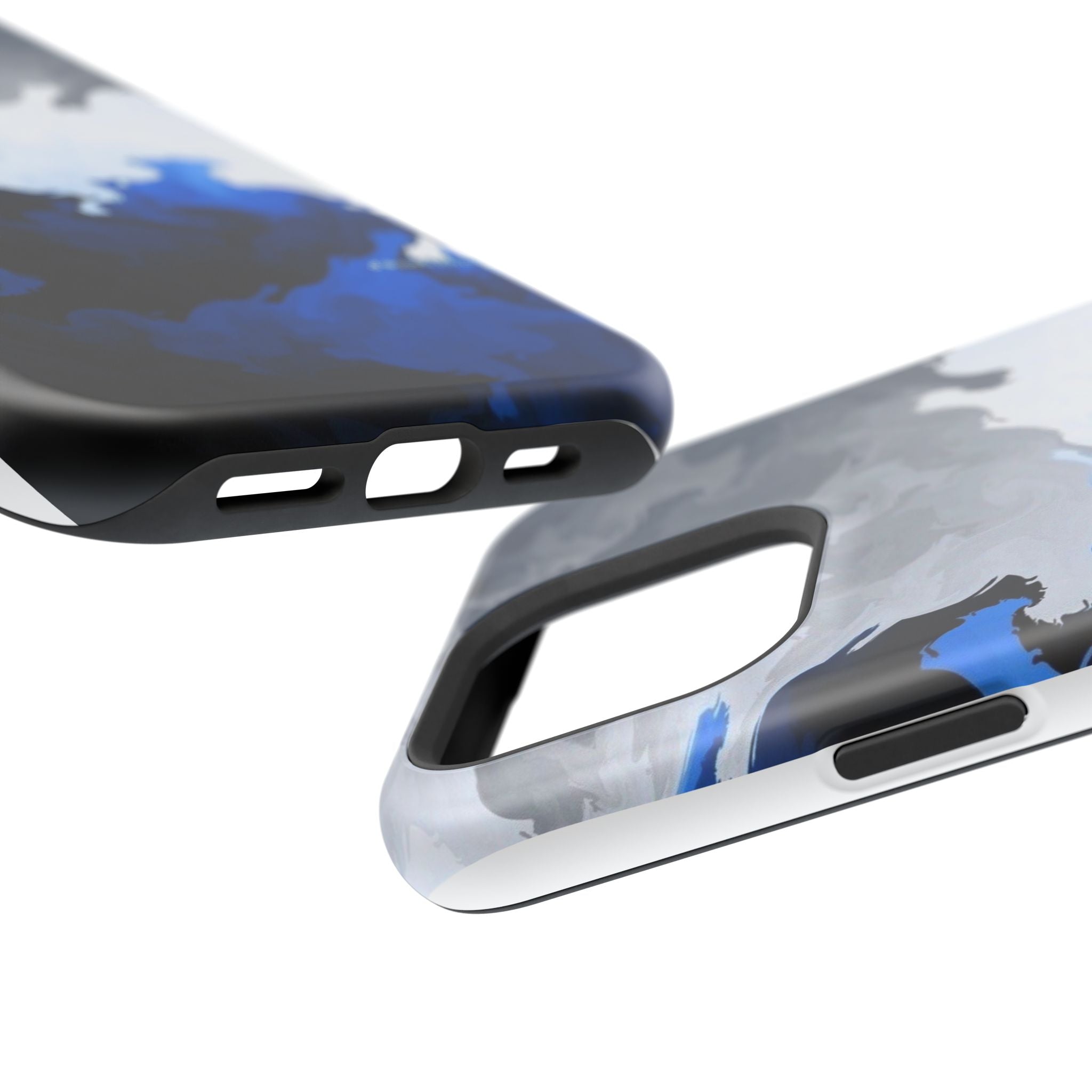 Magnetic Impact-Resistant Phone Case — Blue Abstract Ink Swirl
