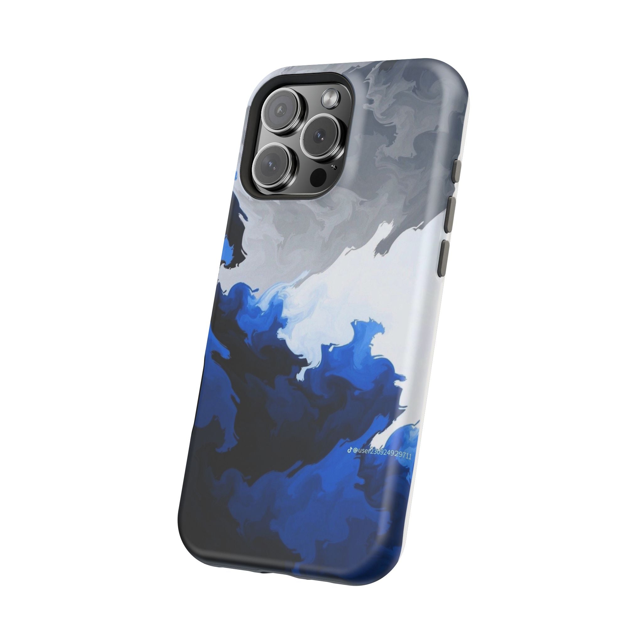 Magnetic Impact-Resistant Phone Case — Blue Abstract Ink Swirl