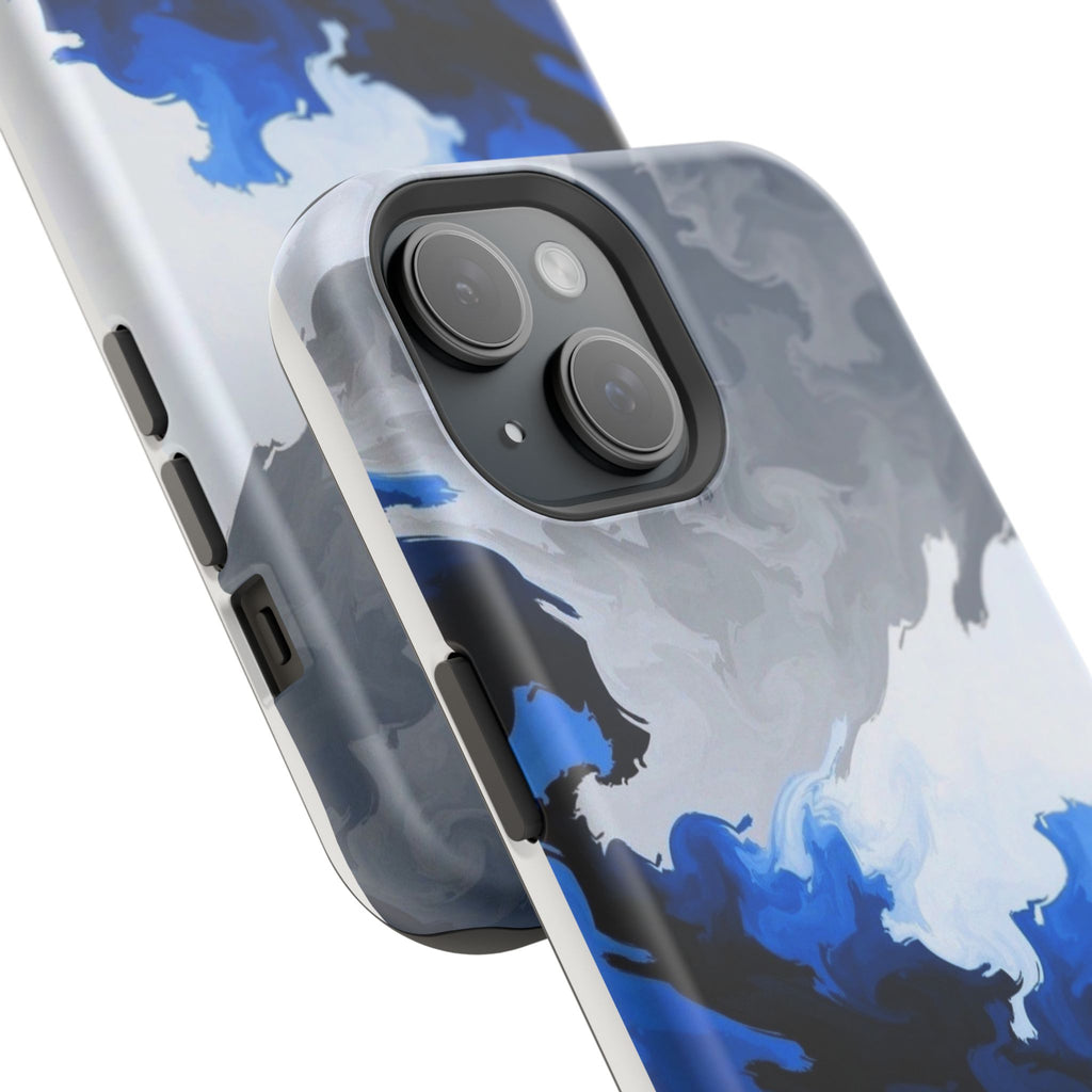 Magnetic Impact-Resistant Phone Case — Blue Abstract Ink Swirl