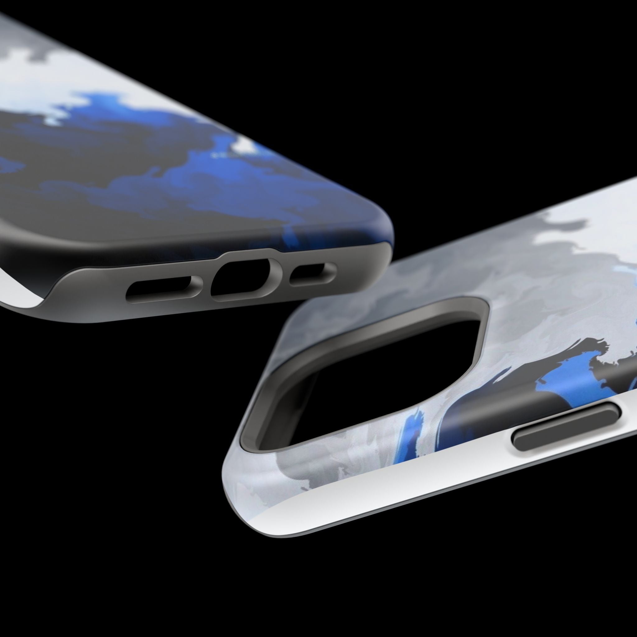 Magnetic Impact-Resistant Phone Case — Blue Abstract Ink Swirl