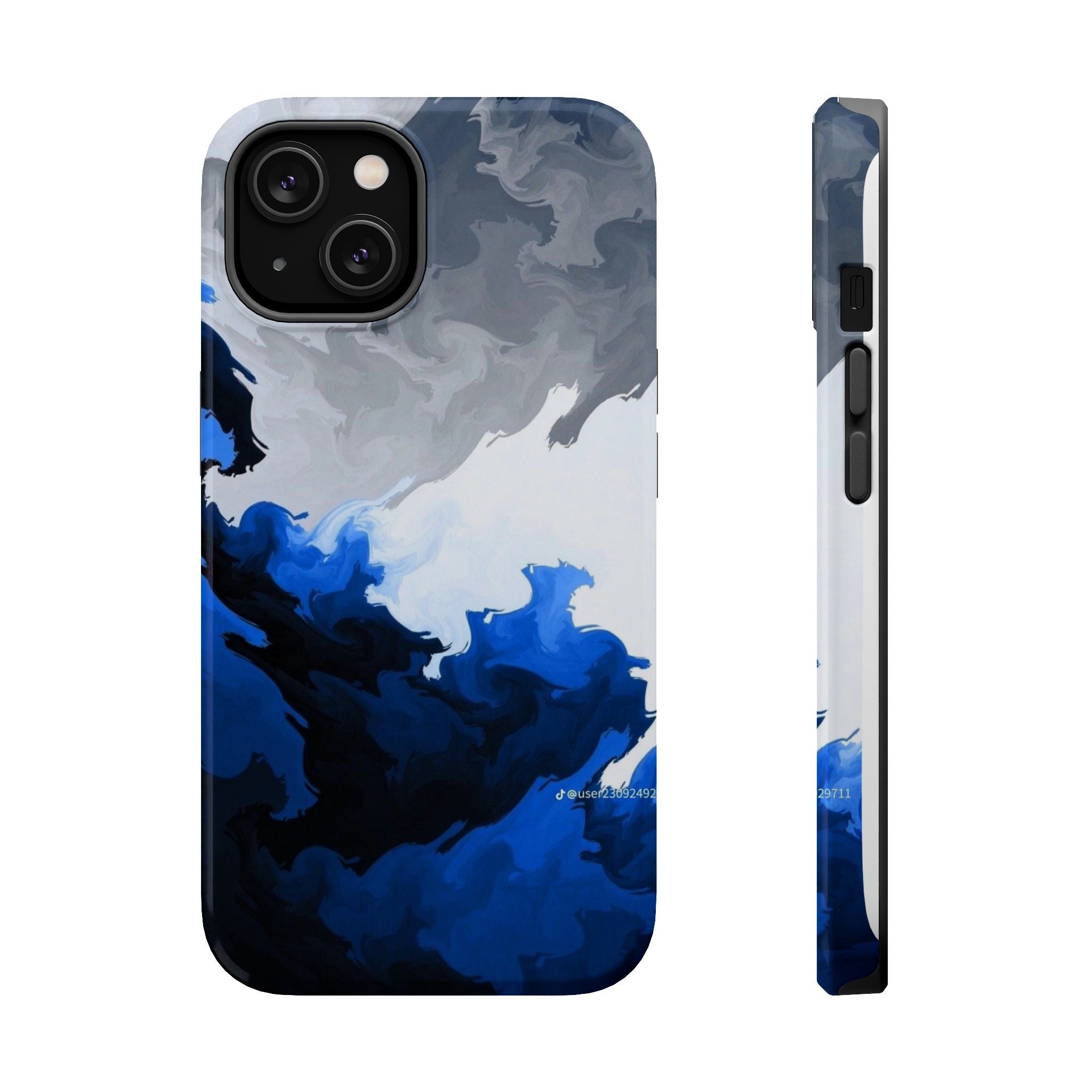 Magnetic Impact-Resistant Phone Case — Blue Abstract Ink Swirl