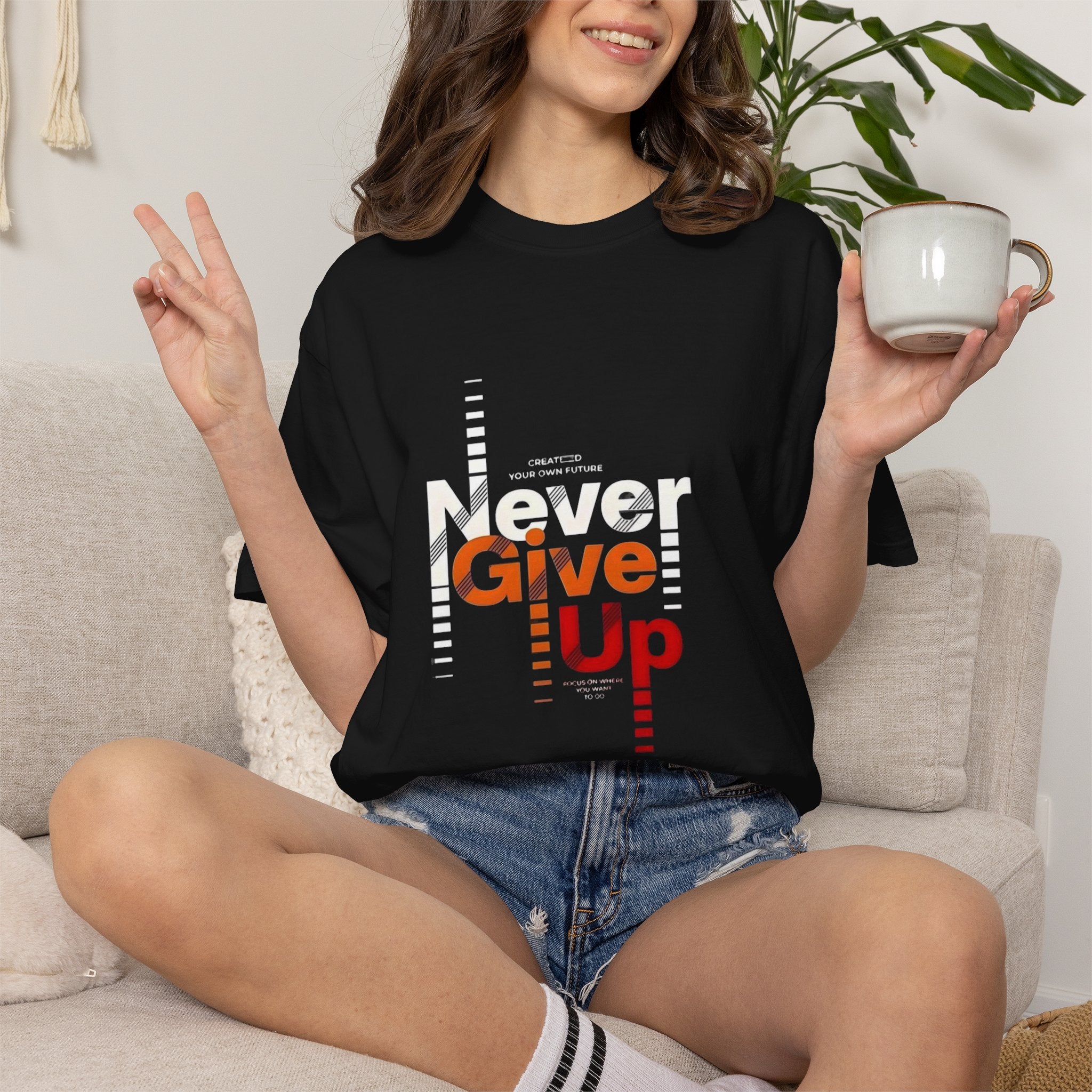Never Give Up Unisex Garment-Dyed T-shirt
