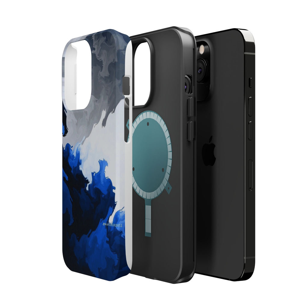 Magnetic Impact-Resistant Phone Case — Blue Abstract Ink Swirl