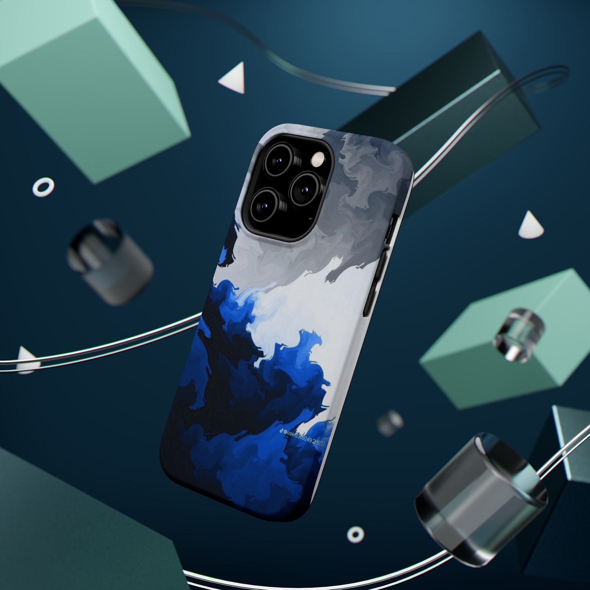 Magnetic Impact-Resistant Phone Case — Blue Abstract Ink Swirl