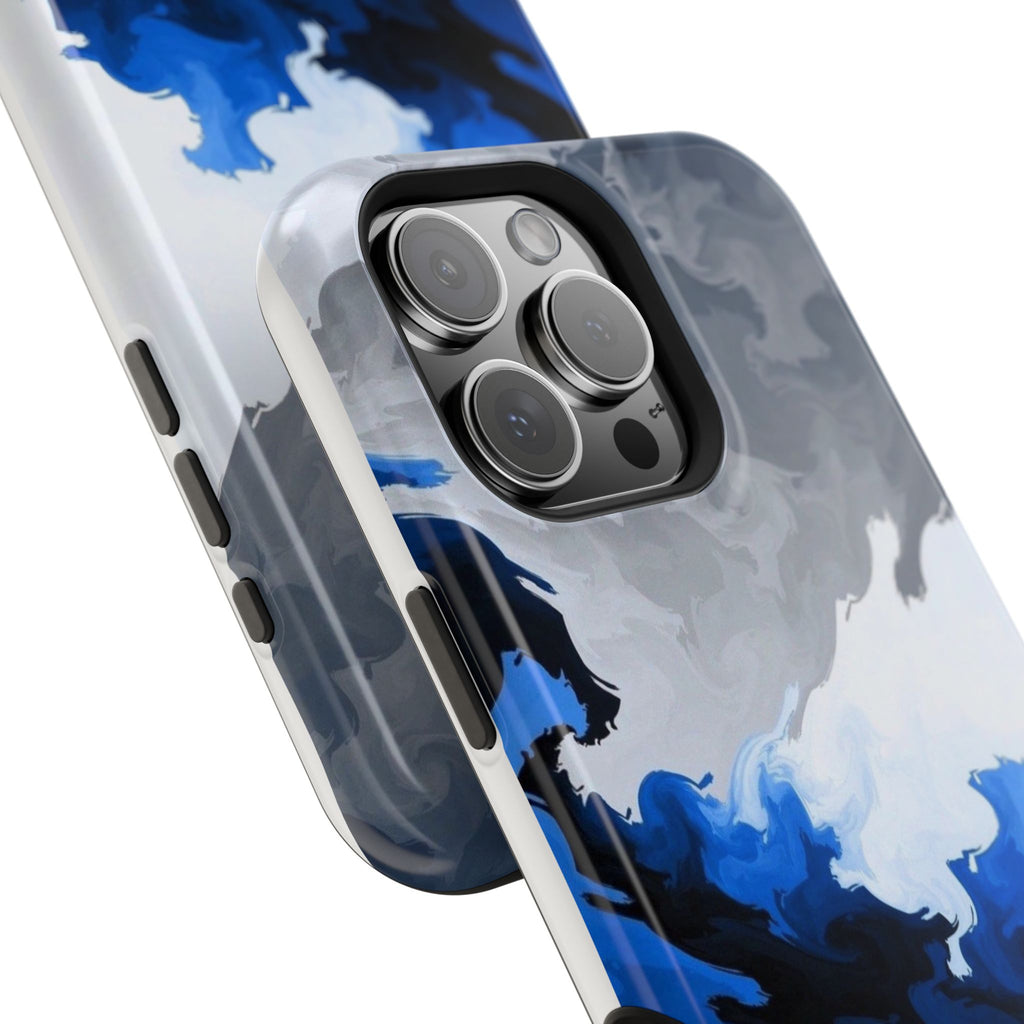 Magnetic Impact-Resistant Phone Case — Blue Abstract Ink Swirl