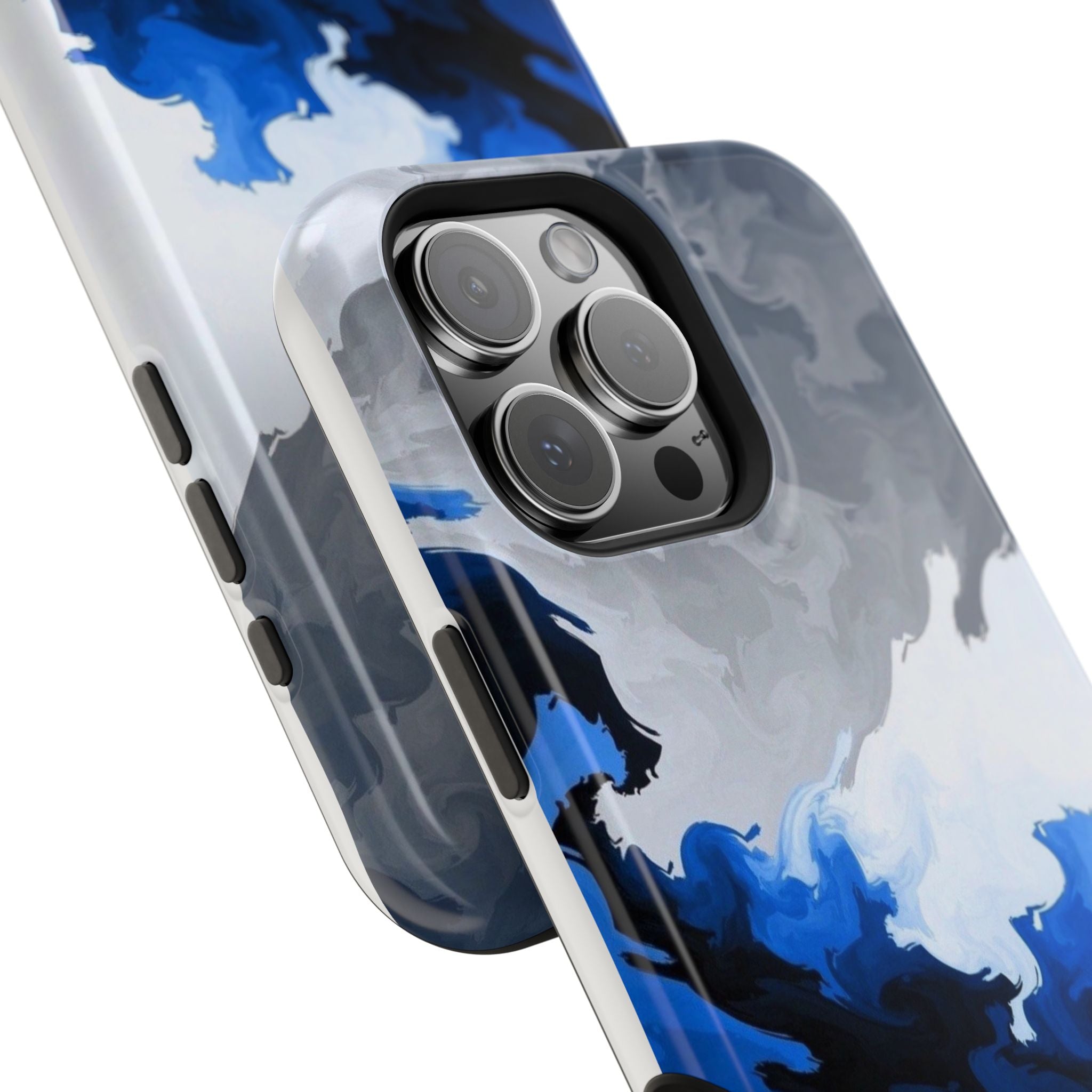 Magnetic Impact-Resistant Phone Case — Blue Abstract Ink Swirl