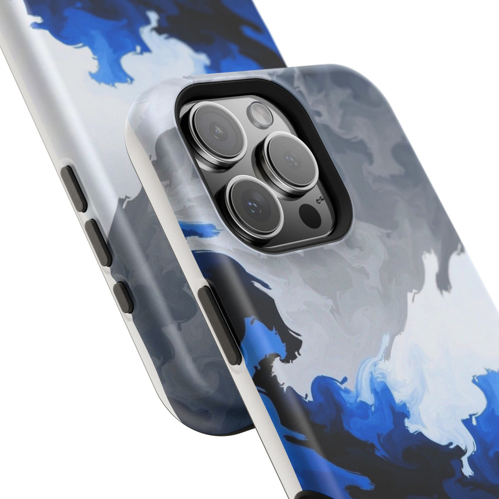 Magnetic Impact-Resistant Phone Case — Blue Abstract Ink Swirl