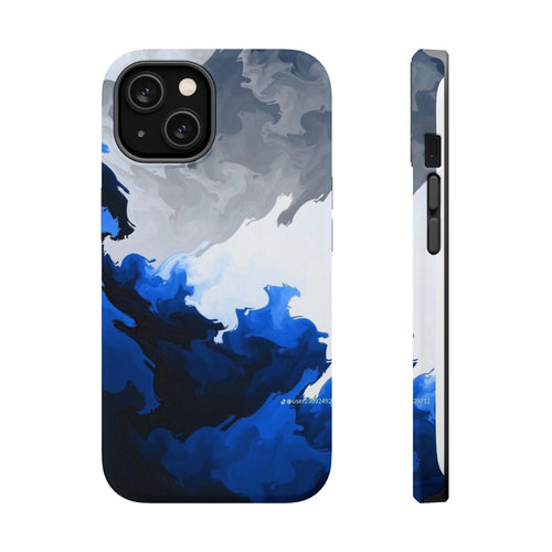 Magnetic Impact-Resistant Phone Case — Blue Abstract Ink Swirl