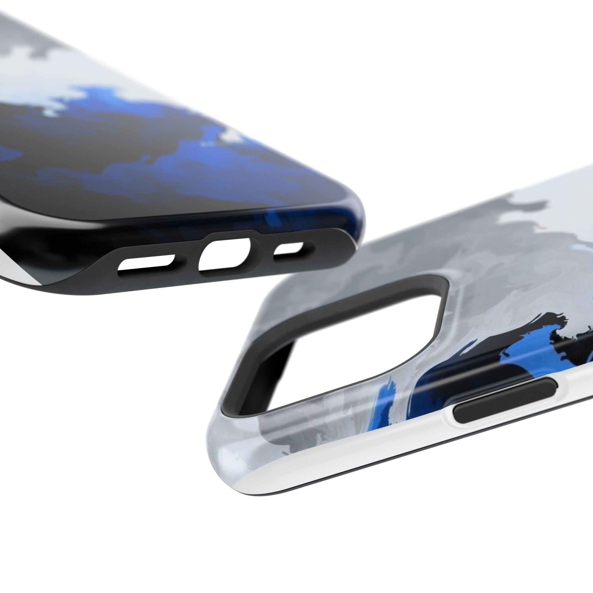Magnetic Impact-Resistant Phone Case — Blue Abstract Ink Swirl