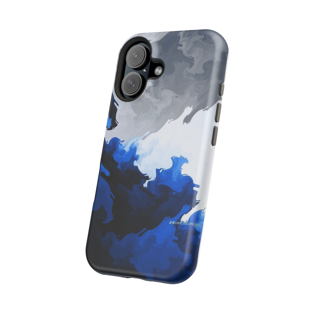 Magnetic Impact-Resistant Phone Case — Blue Abstract Ink Swirl
