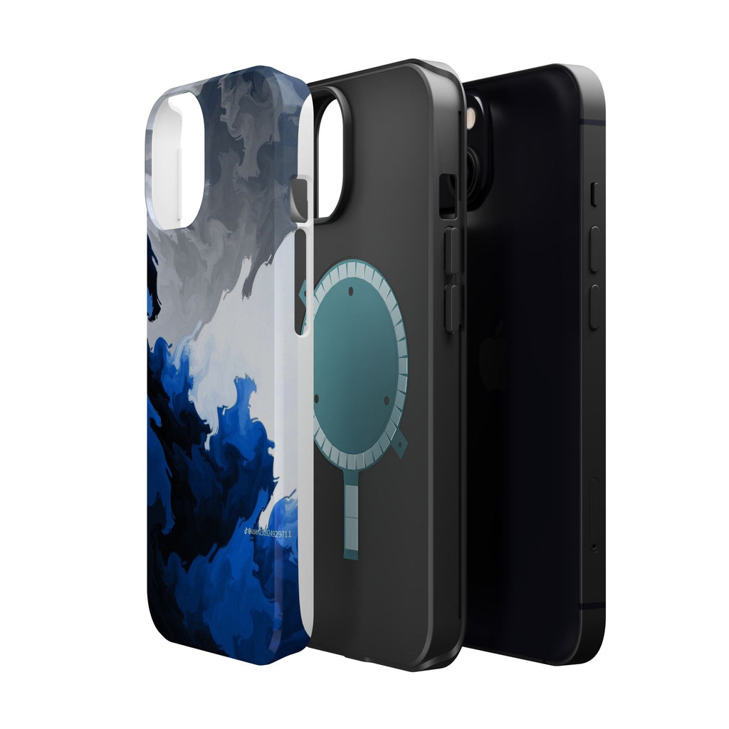 Magnetic Impact-Resistant Phone Case — Blue Abstract Ink Swirl