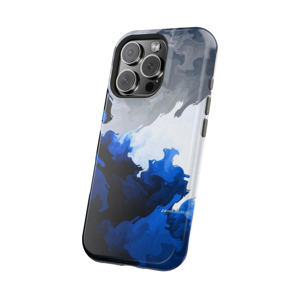 Magnetic Impact-Resistant Phone Case — Blue Abstract Ink Swirl