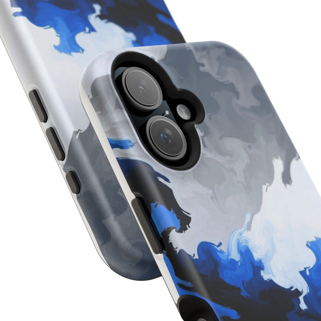 Magnetic Impact-Resistant Phone Case — Blue Abstract Ink Swirl