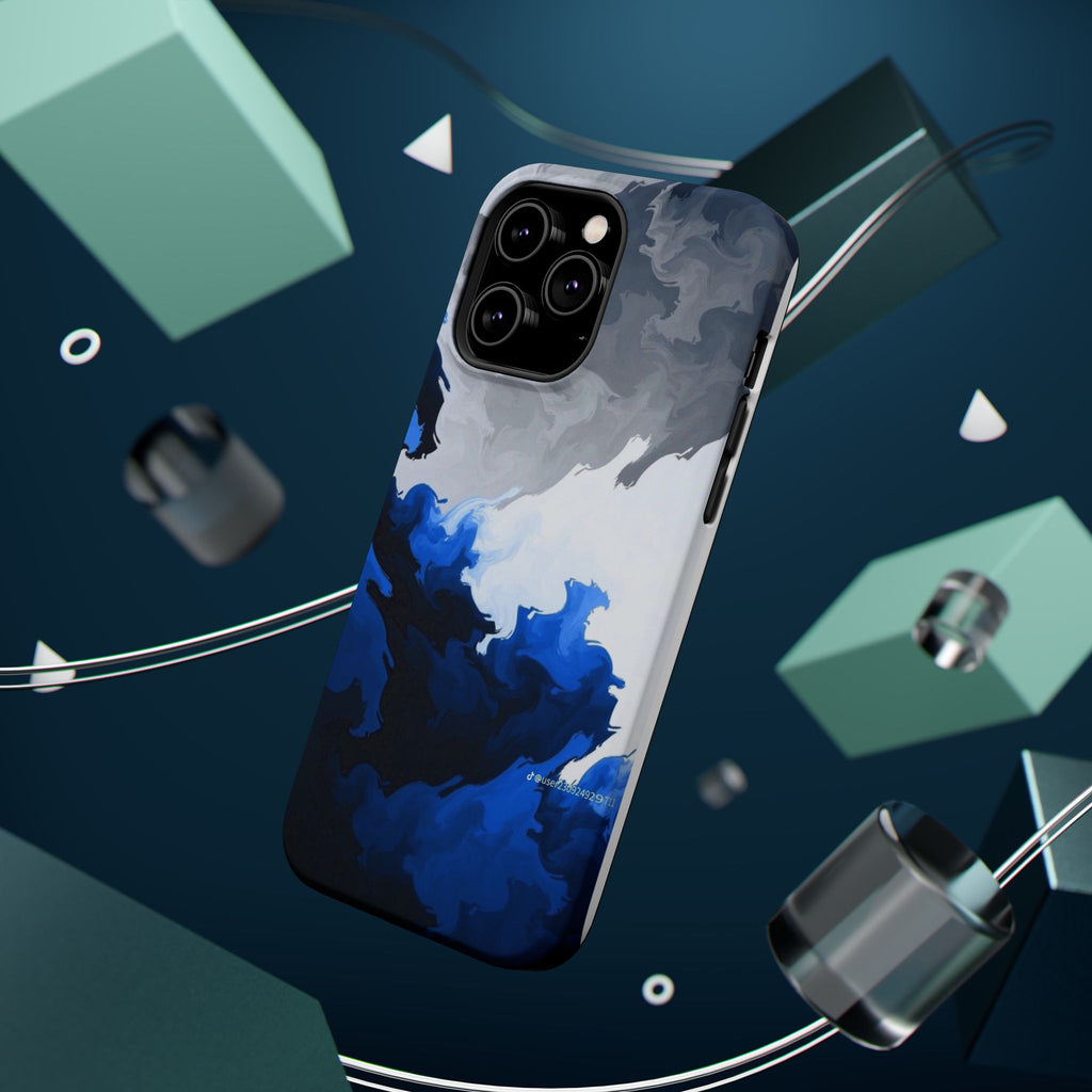 Magnetic Impact-Resistant Phone Case — Blue Abstract Ink Swirl