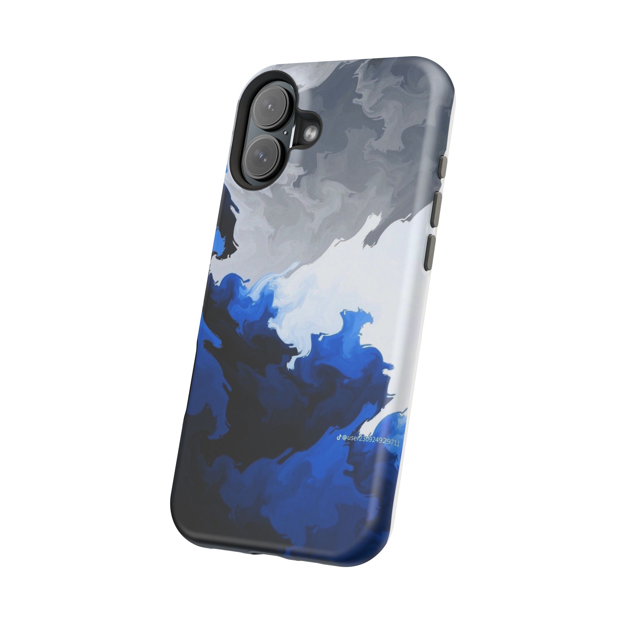 Magnetic Impact-Resistant Phone Case — Blue Abstract Ink Swirl