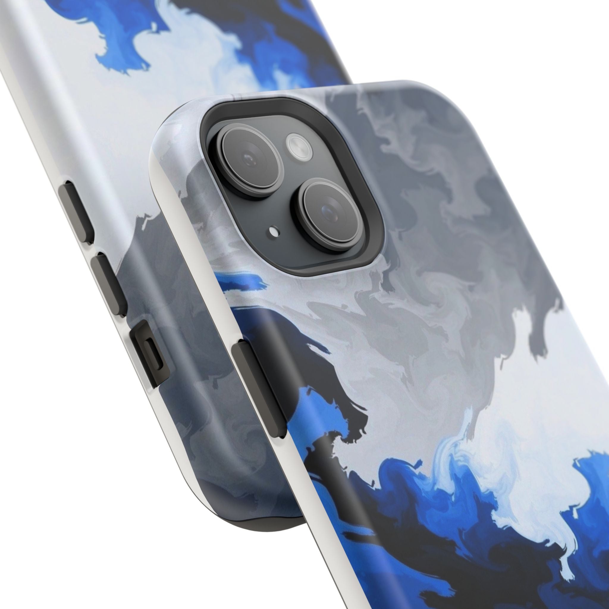 Magnetic Impact-Resistant Phone Case — Blue Abstract Ink Swirl