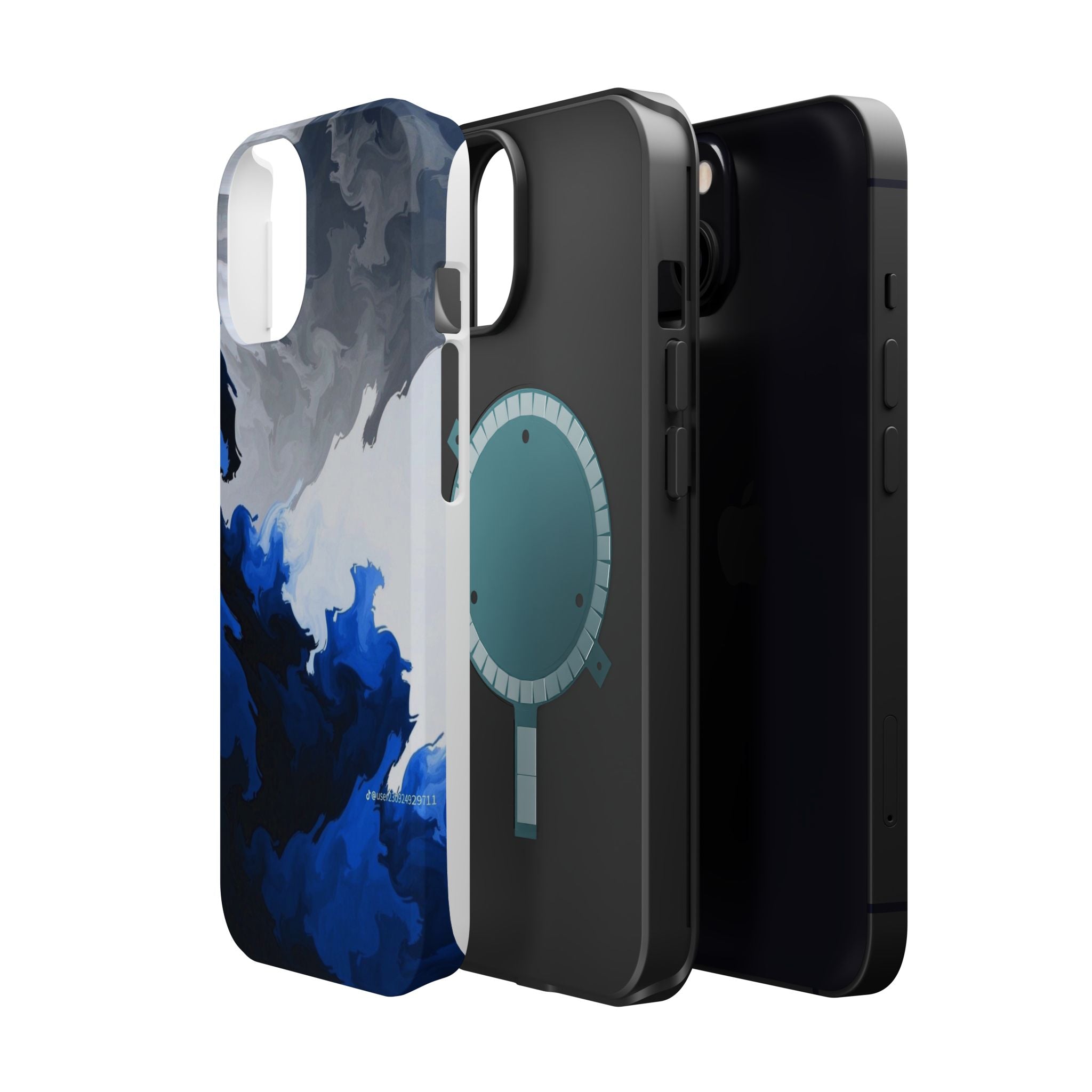 Magnetic Impact-Resistant Phone Case — Blue Abstract Ink Swirl