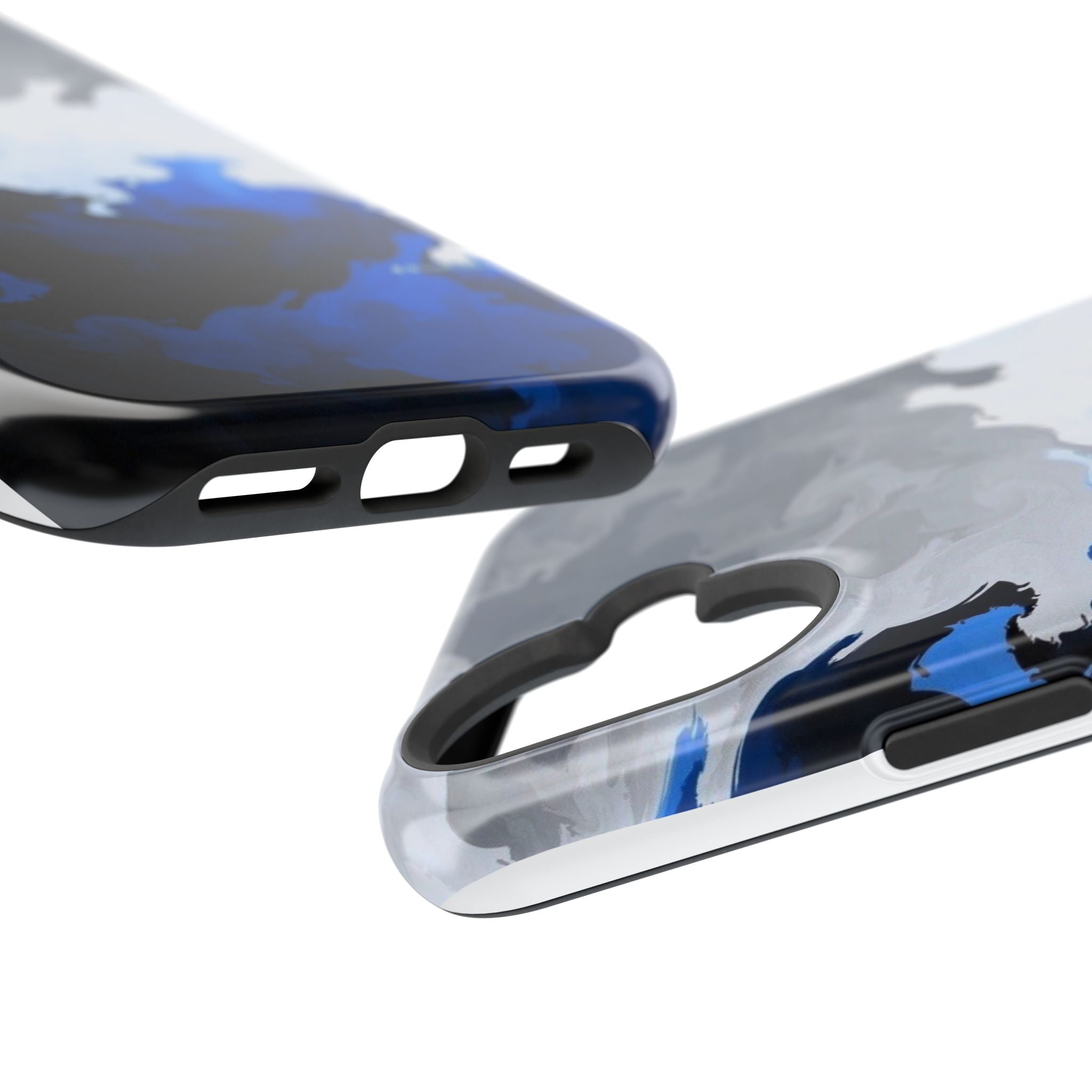 Magnetic Impact-Resistant Phone Case — Blue Abstract Ink Swirl