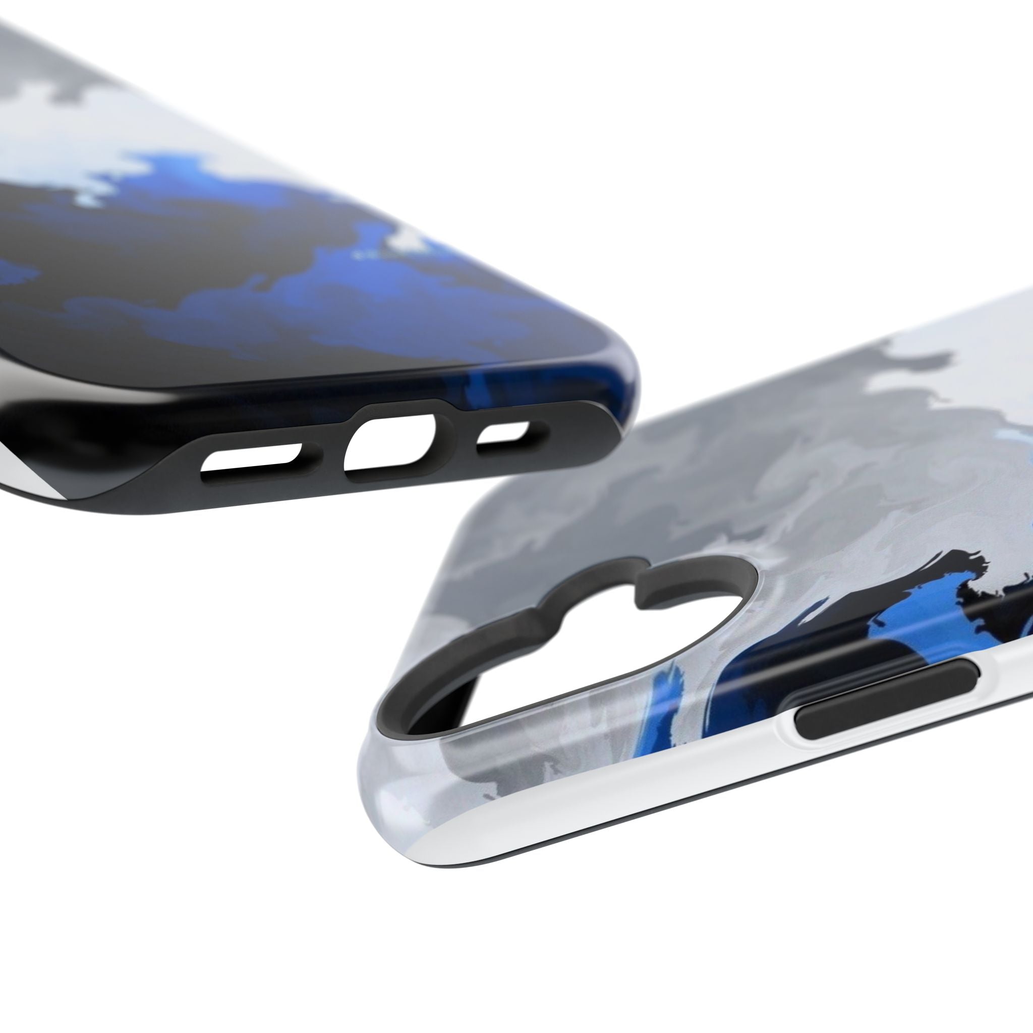 Magnetic Impact-Resistant Phone Case — Blue Abstract Ink Swirl