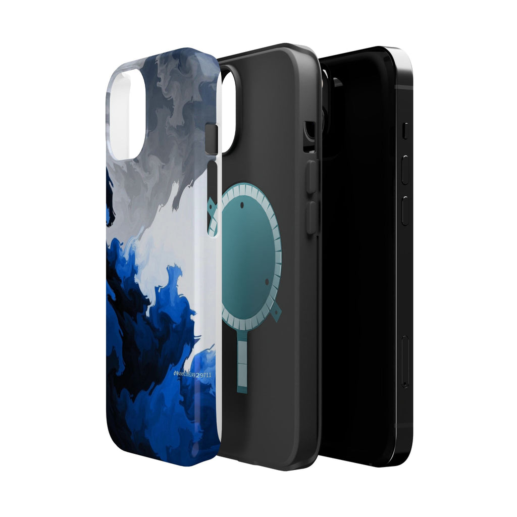 Magnetic Impact-Resistant Phone Case — Blue Abstract Ink Swirl