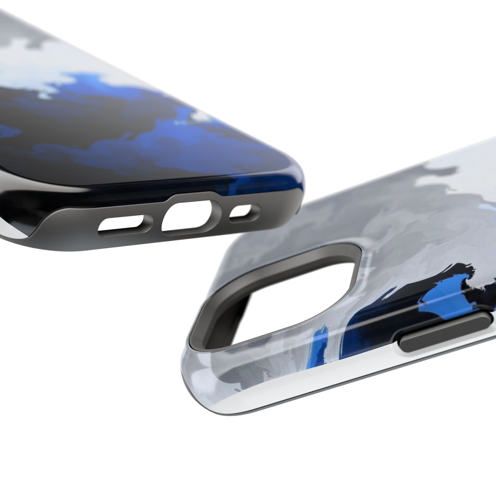Magnetic Impact-Resistant Phone Case — Blue Abstract Ink Swirl