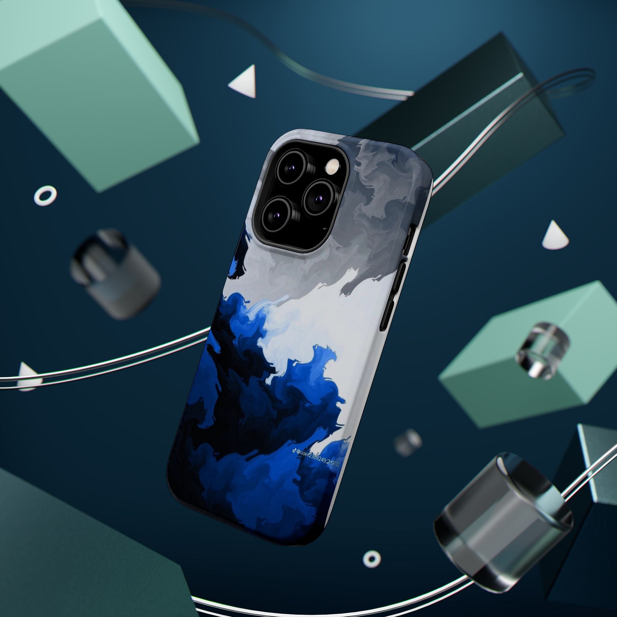 Magnetic Impact-Resistant Phone Case — Blue Abstract Ink Swirl