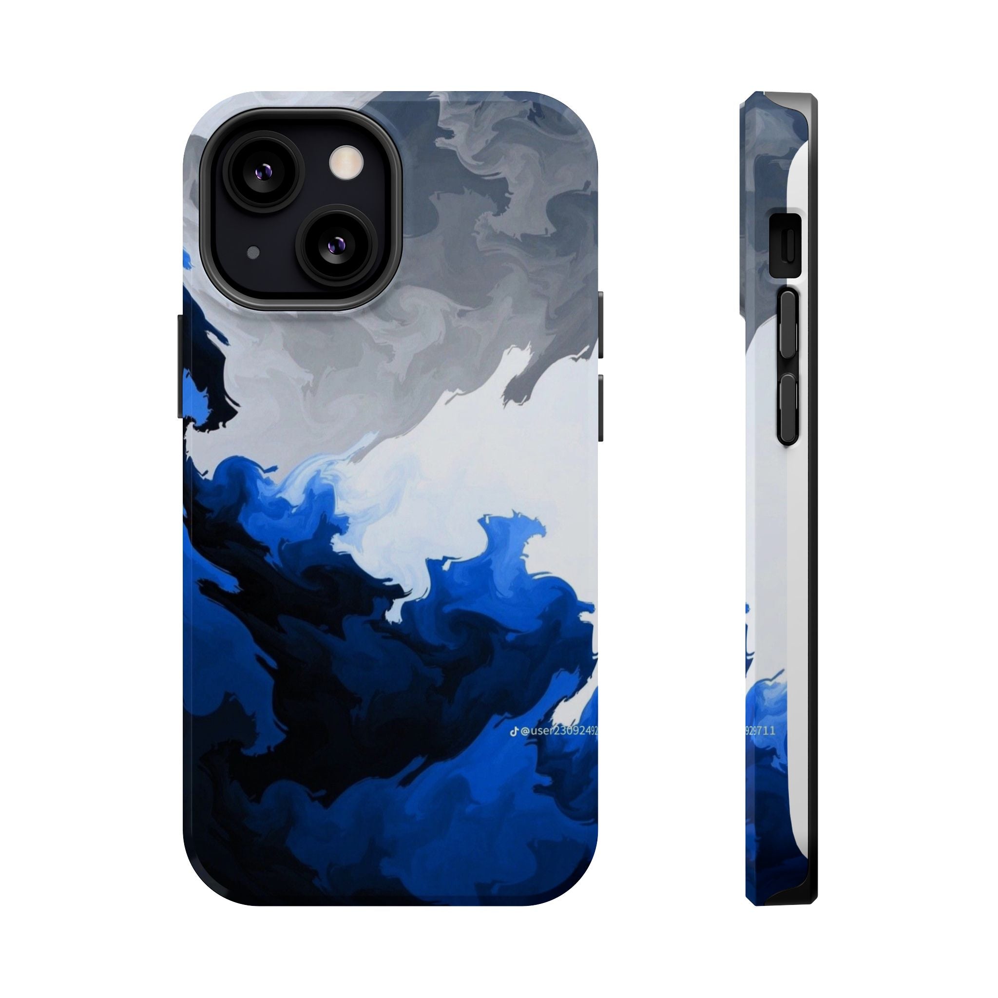 Magnetic Impact-Resistant Phone Case — Blue Abstract Ink Swirl