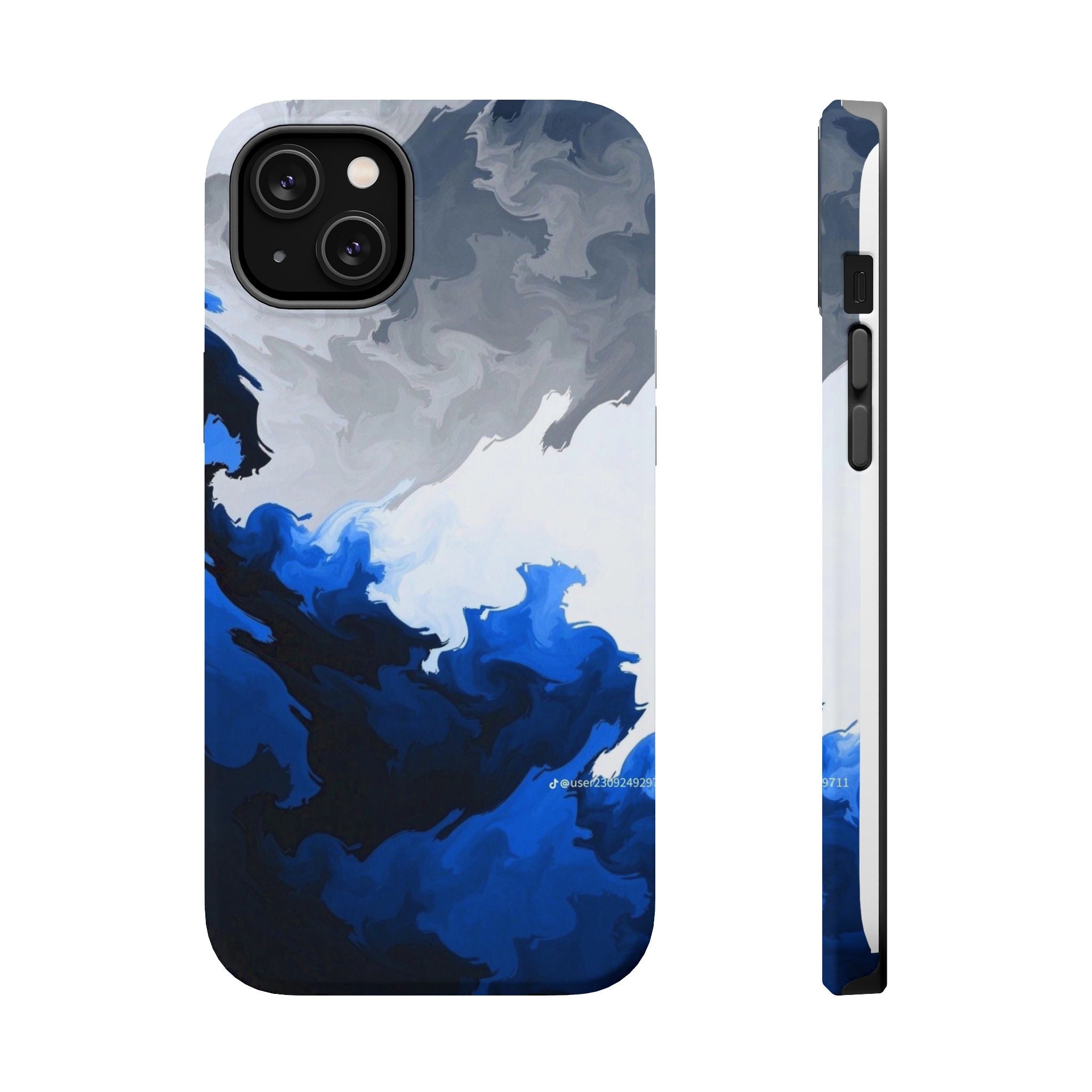 Magnetic Impact-Resistant Phone Case — Blue Abstract Ink Swirl