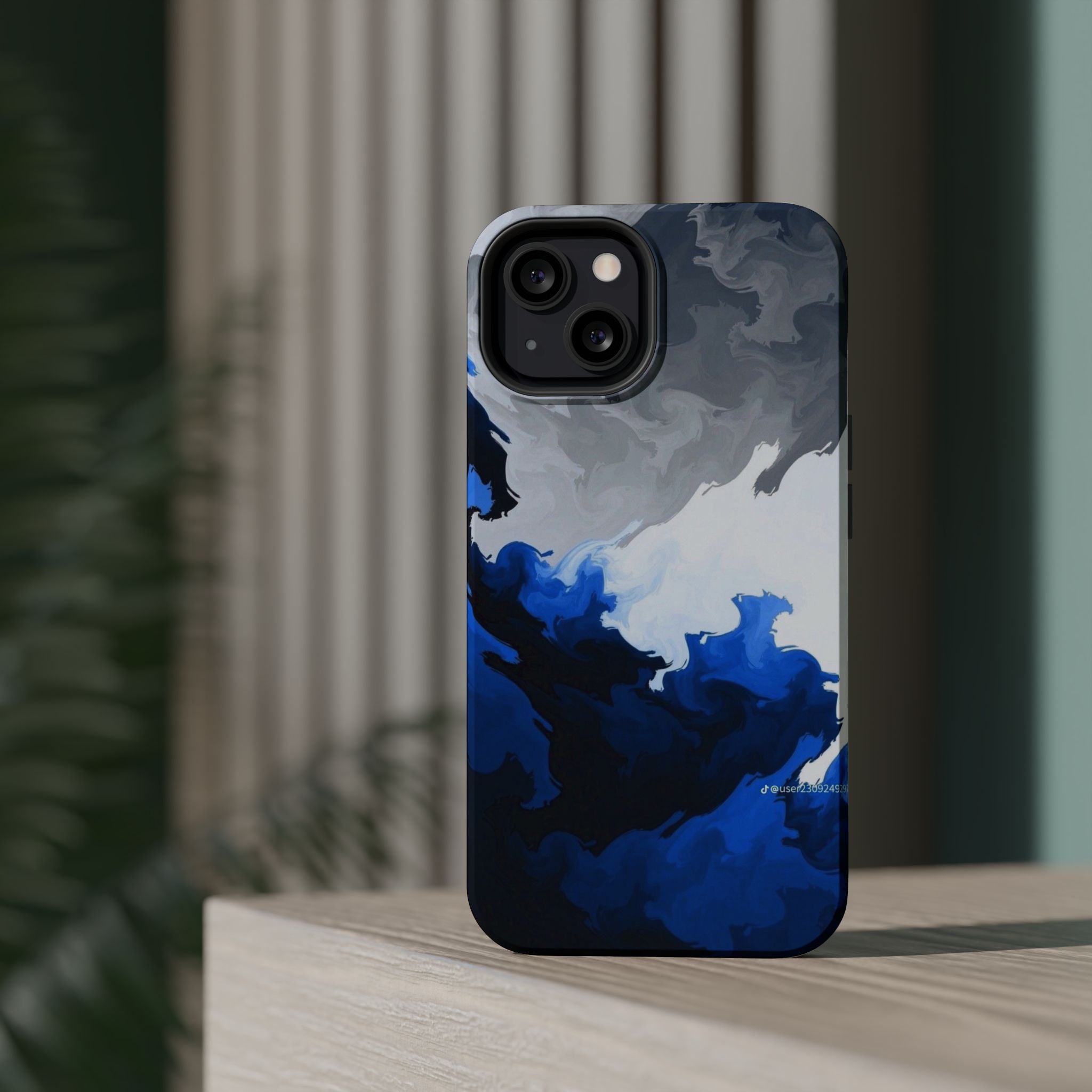 Magnetic Impact-Resistant Phone Case — Blue Abstract Ink Swirl