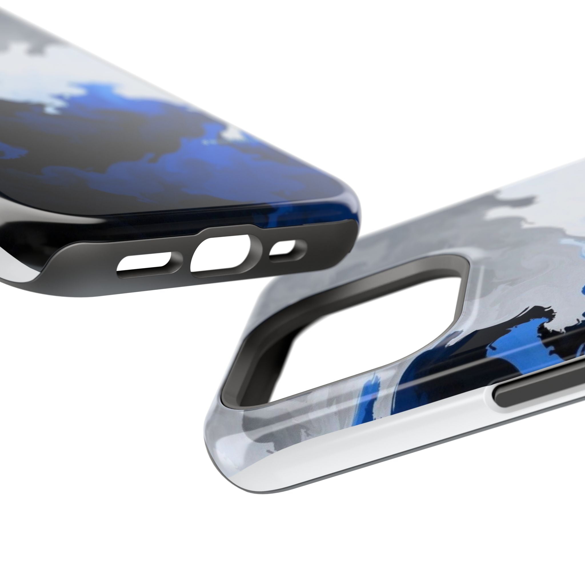 Magnetic Impact-Resistant Phone Case — Blue Abstract Ink Swirl