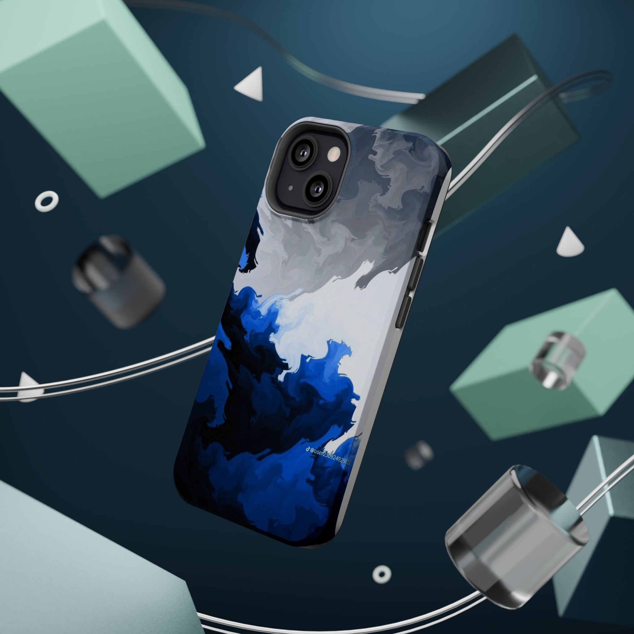 Magnetic Impact-Resistant Phone Case — Blue Abstract Ink Swirl