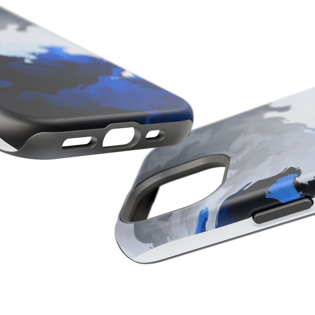 Magnetic Impact-Resistant Phone Case — Blue Abstract Ink Swirl
