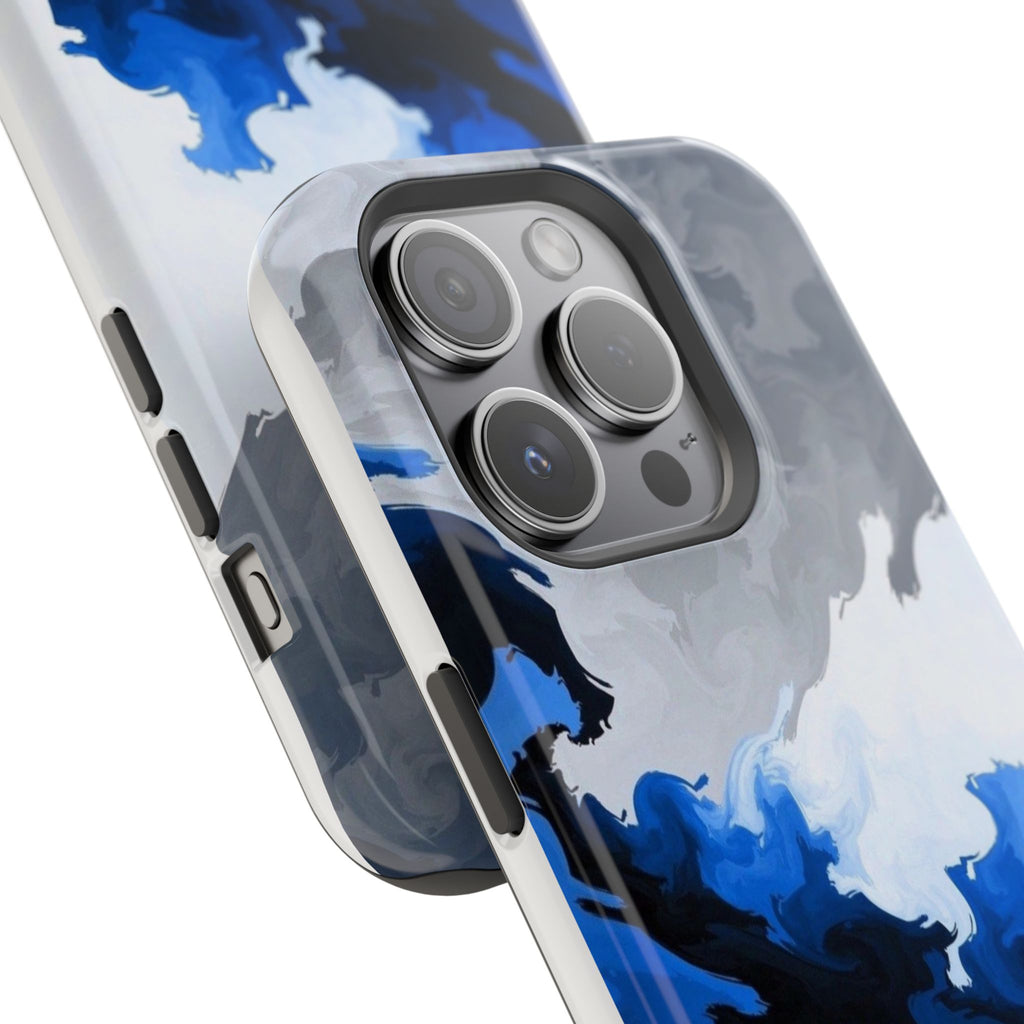 Magnetic Impact-Resistant Phone Case — Blue Abstract Ink Swirl
