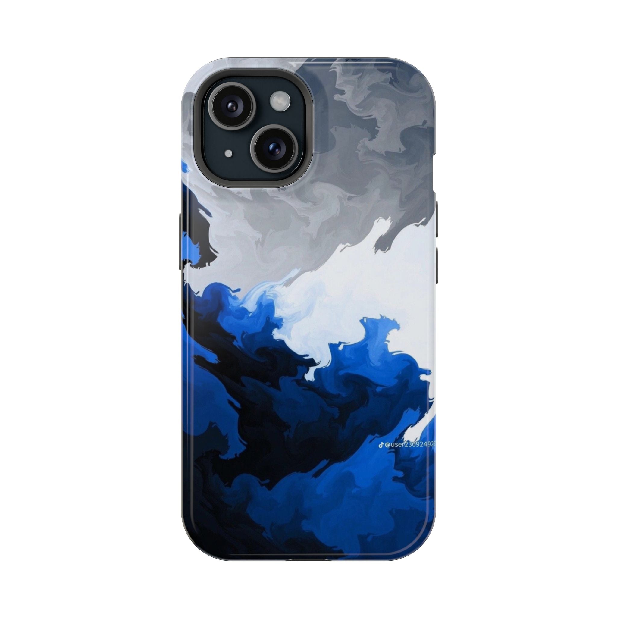 Magnetic Impact-Resistant Phone Case — Blue Abstract Ink Swirl