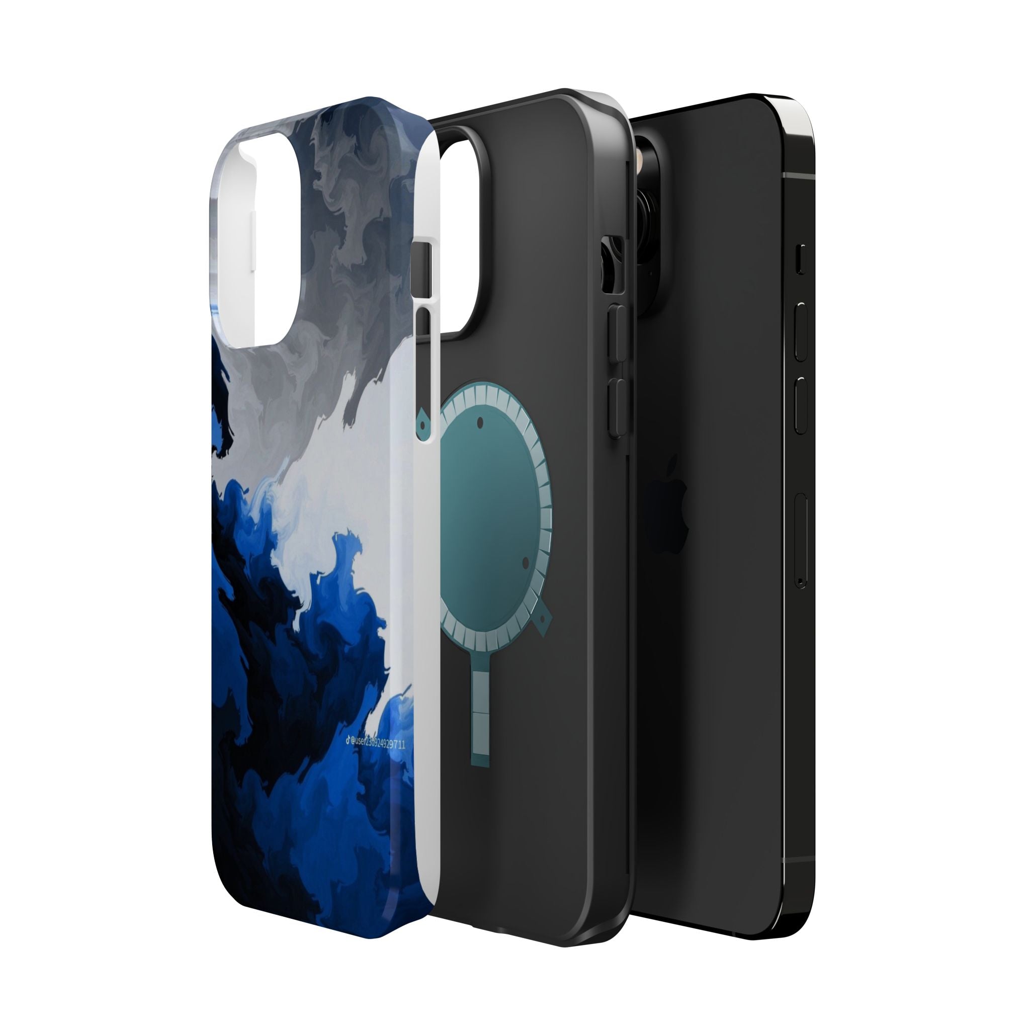 Magnetic Impact-Resistant Phone Case — Blue Abstract Ink Swirl