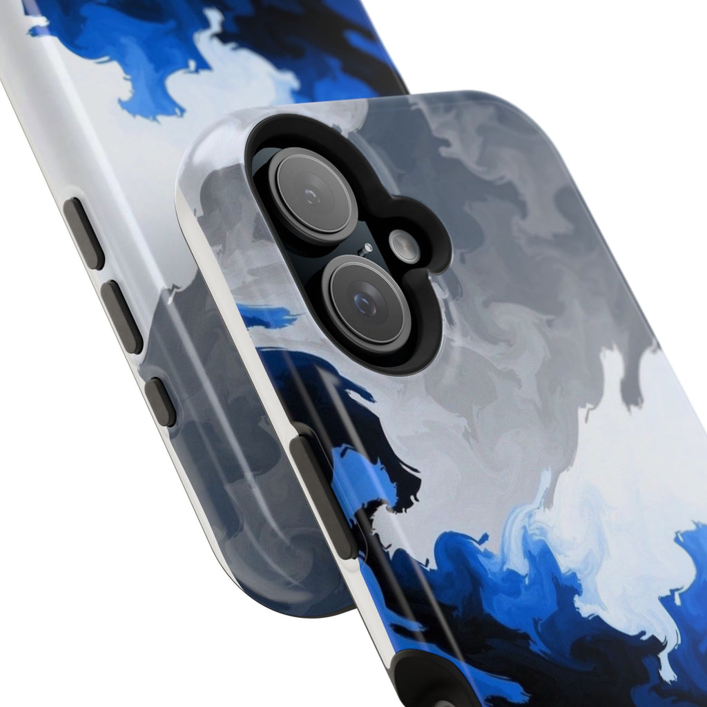 Magnetic Impact-Resistant Phone Case — Blue Abstract Ink Swirl