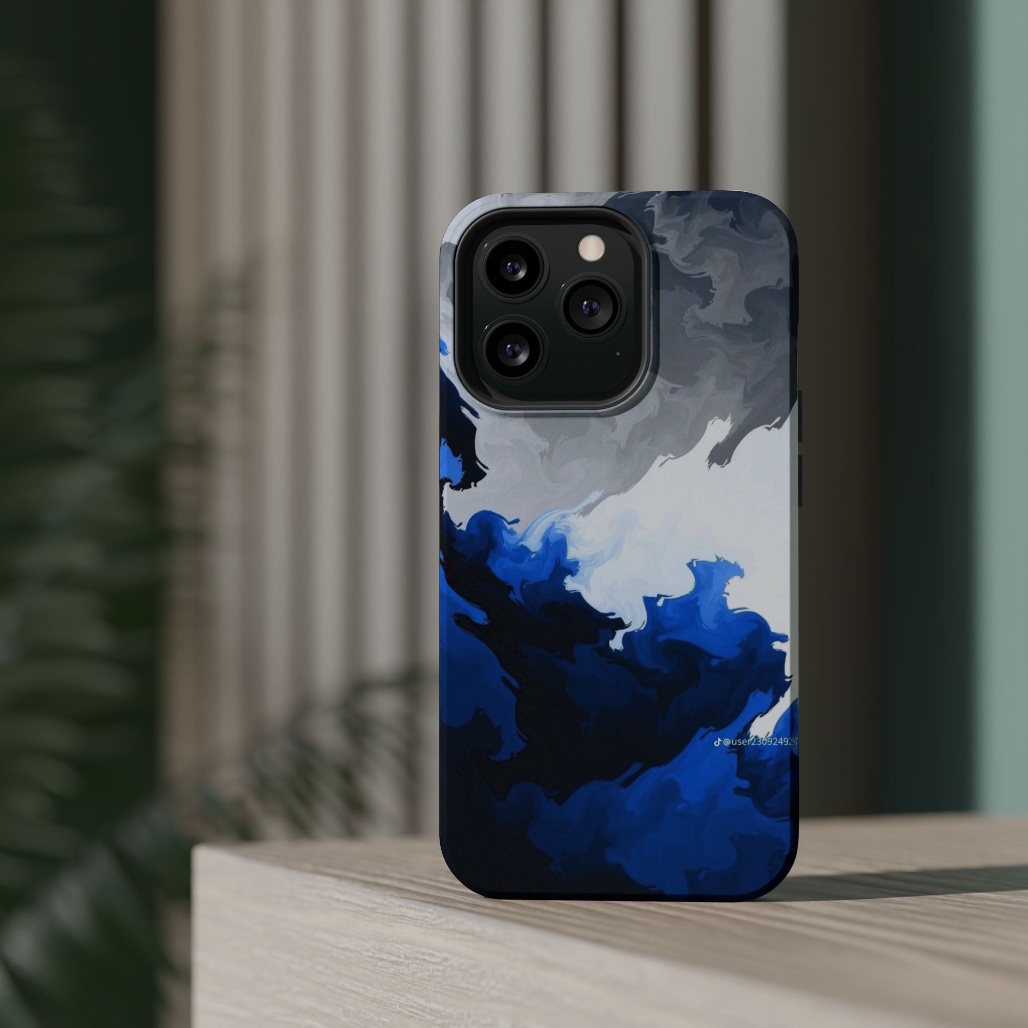 Magnetic Impact-Resistant Phone Case — Blue Abstract Ink Swirl
