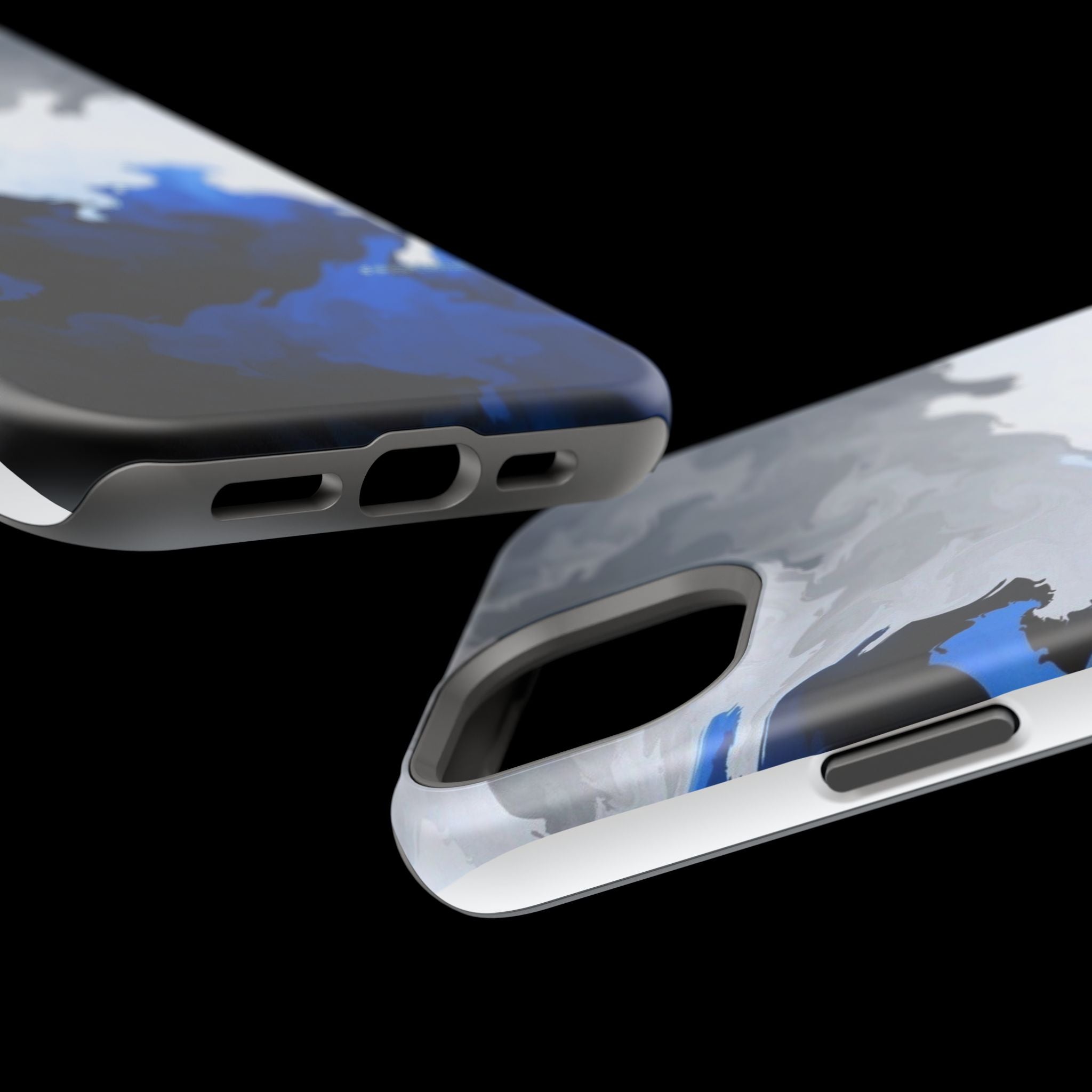 Magnetic Impact-Resistant Phone Case — Blue Abstract Ink Swirl