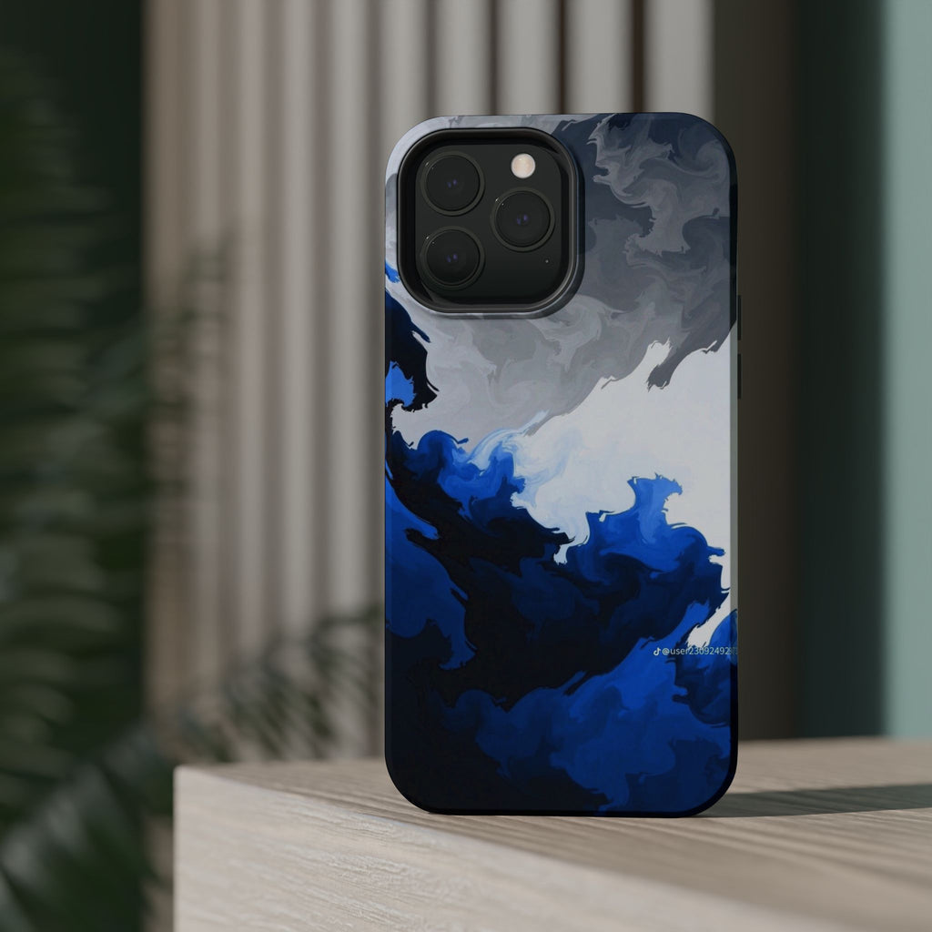 Magnetic Impact-Resistant Phone Case — Blue Abstract Ink Swirl
