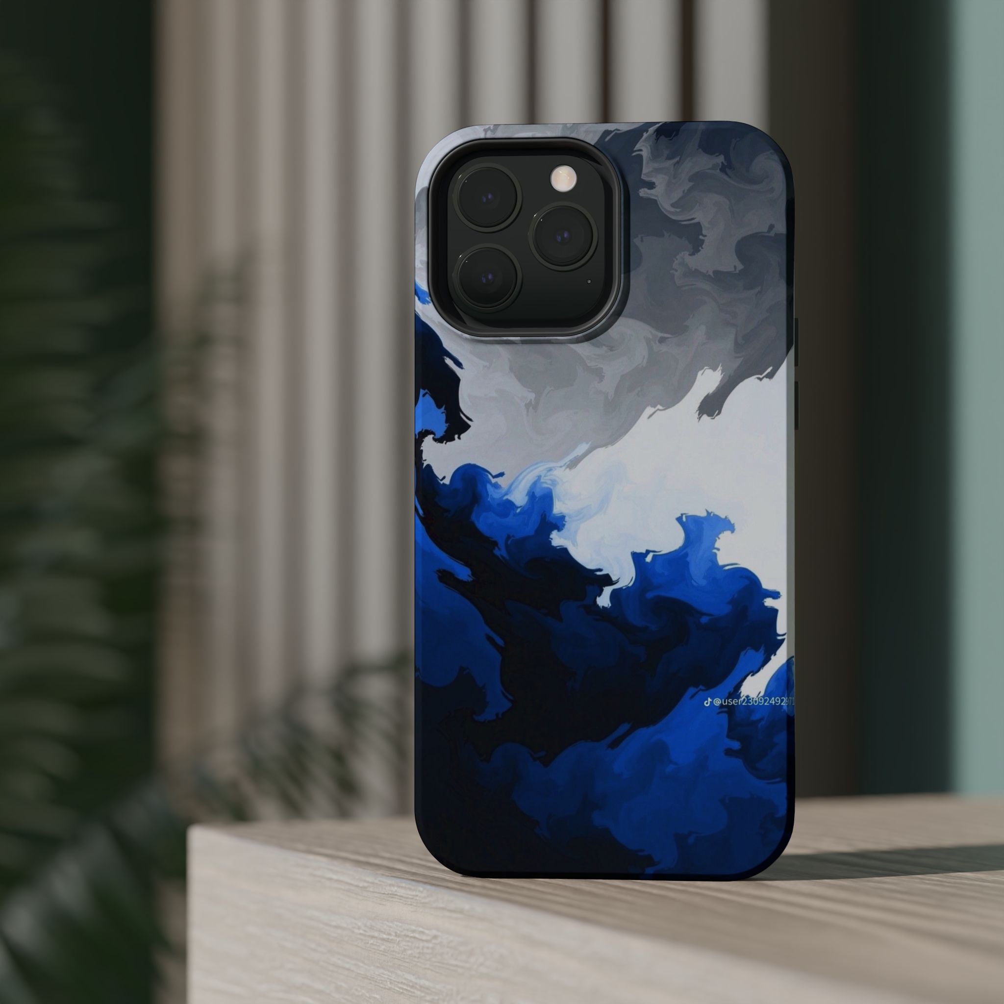 Magnetic Impact-Resistant Phone Case — Blue Abstract Ink Swirl