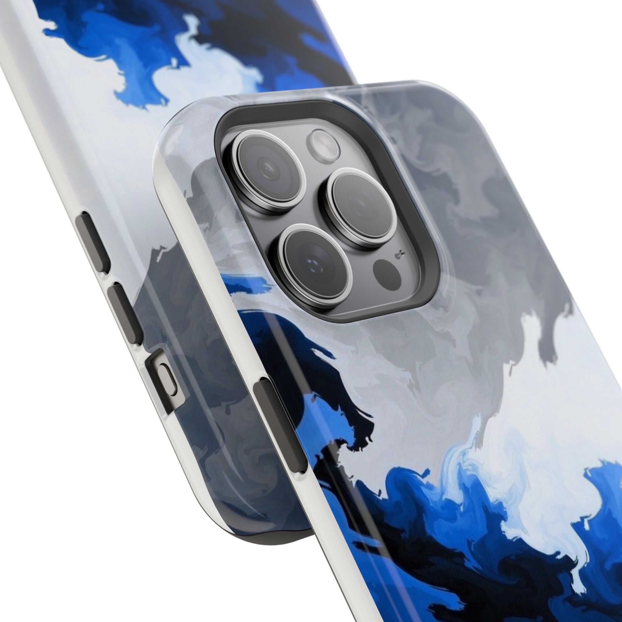 Magnetic Impact-Resistant Phone Case — Blue Abstract Ink Swirl