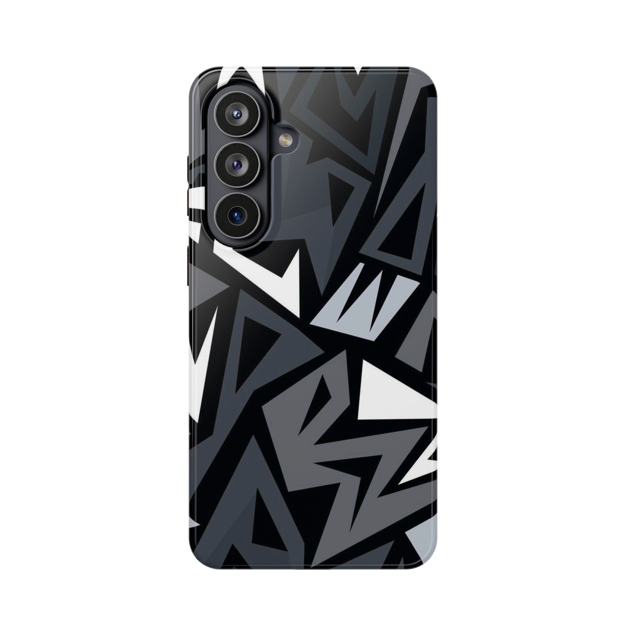Impact-Resistant Magnetic Phone Case — Black & Gray Geometric Armor