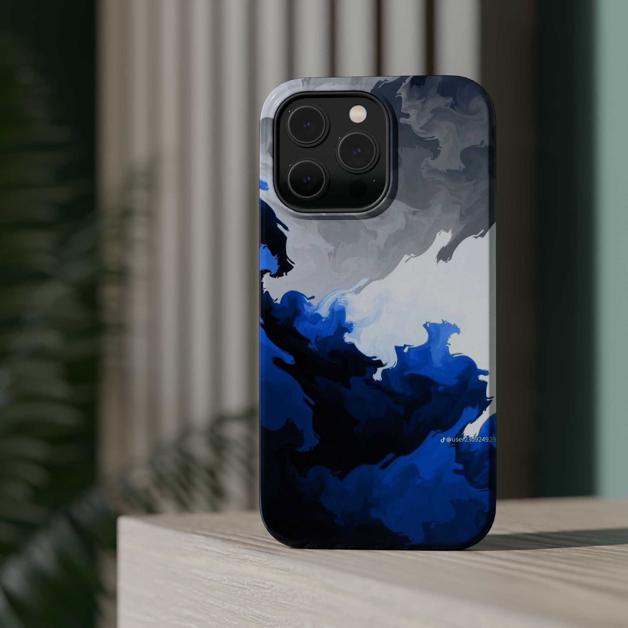 Magnetic Impact-Resistant Phone Case — Blue Abstract Ink Swirl